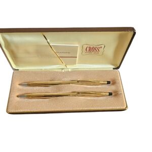 Vintage Cross 10K Gold Filled Pen & Pencil Set w/Box & Paperwork Made in USA